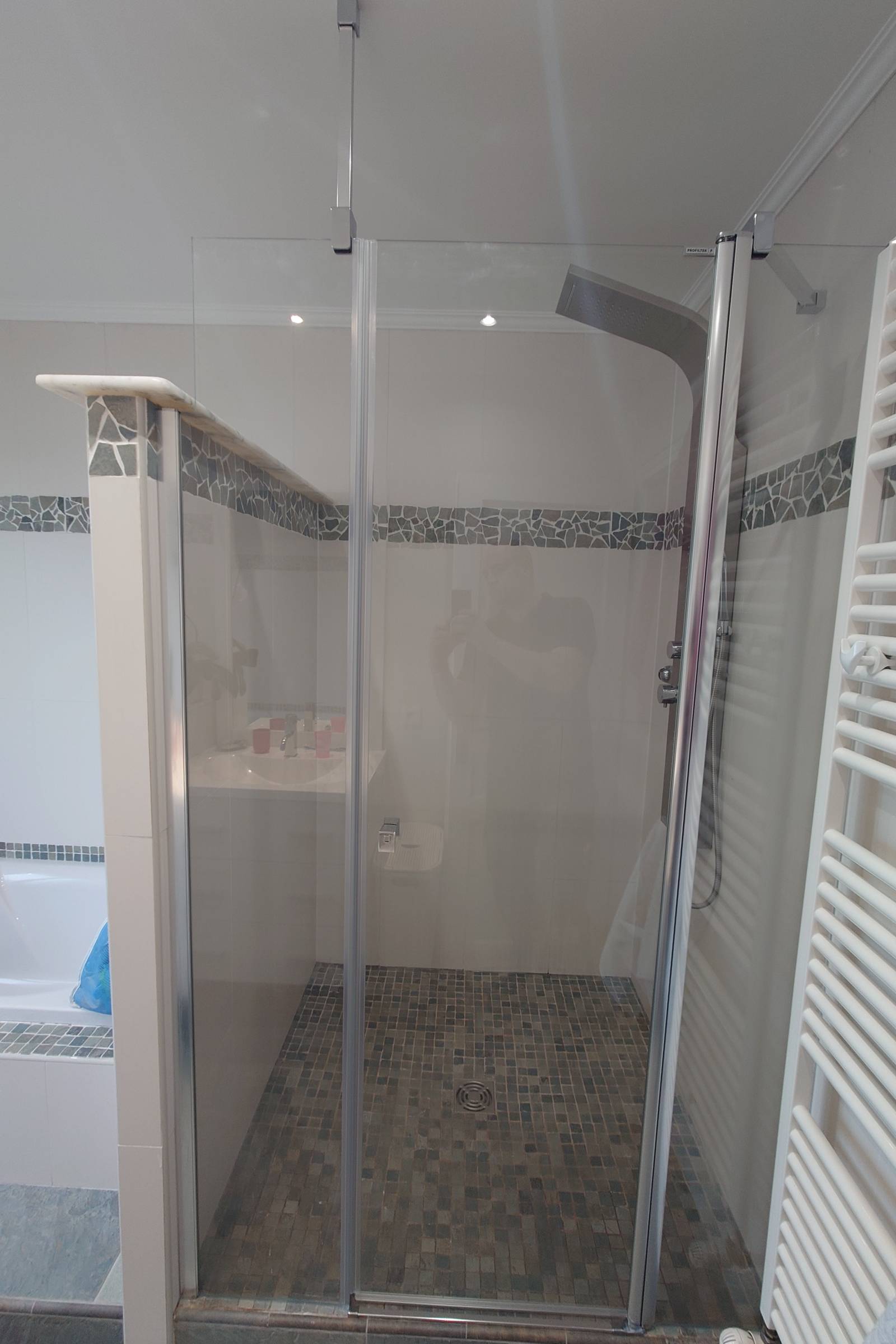 Paroi de douche sur-mesure Profiltek avec porte battante, Franconville